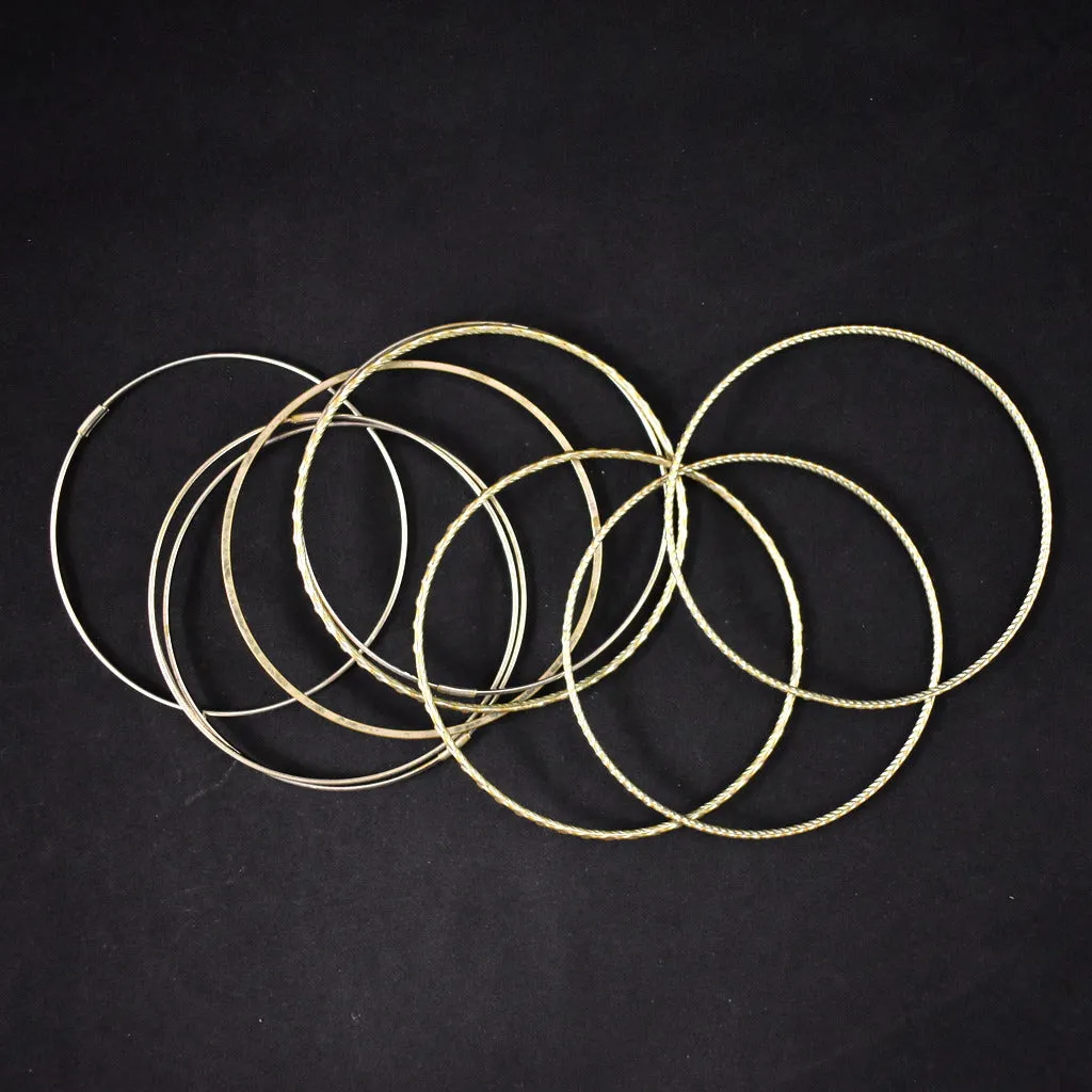 Lot of 9 Silver Thin Bangle Bracelets
