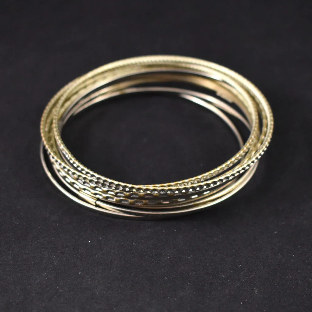 Lot of 9 Silver Thin Bangle Bracelets
