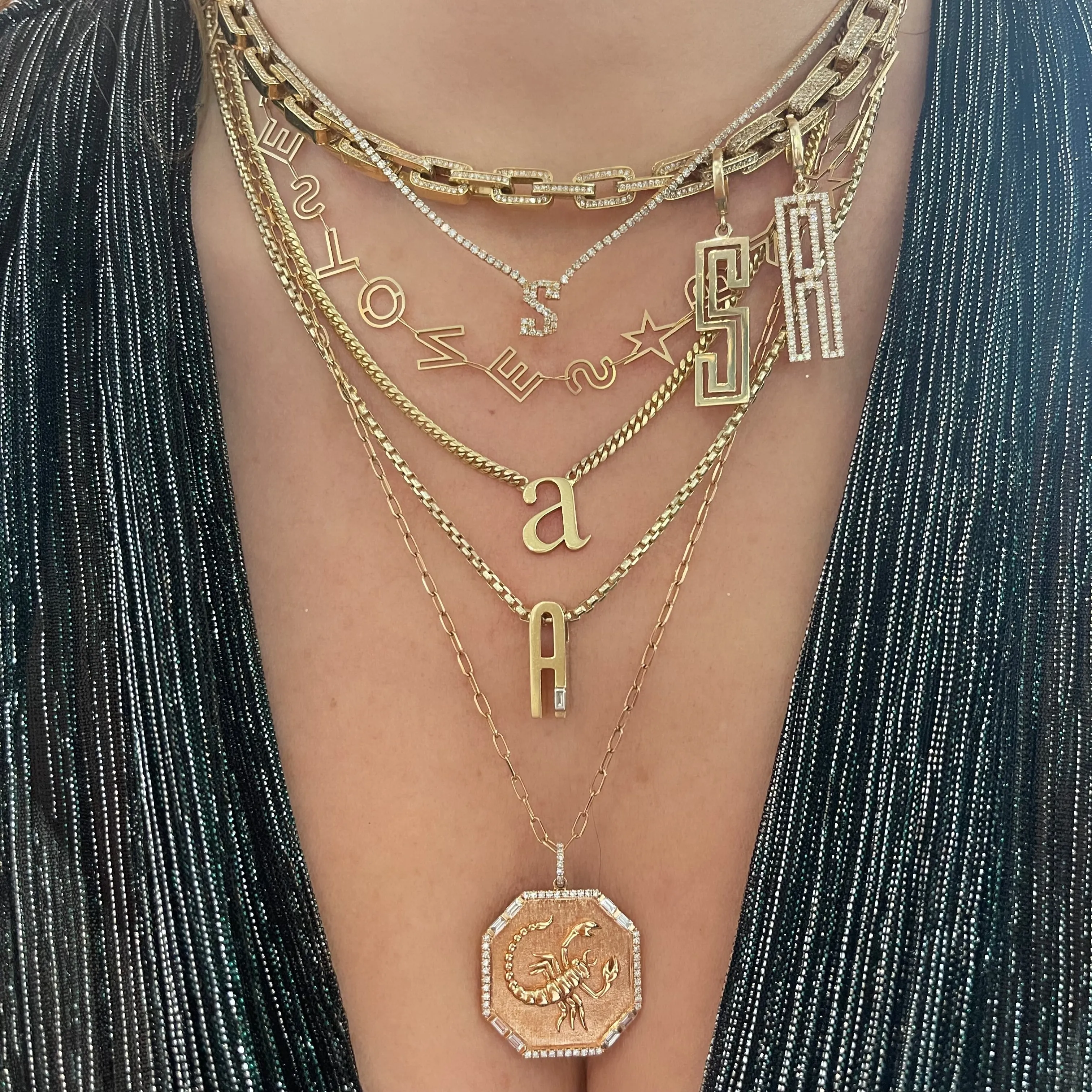 Lowercase Roman Times Initial Necklace