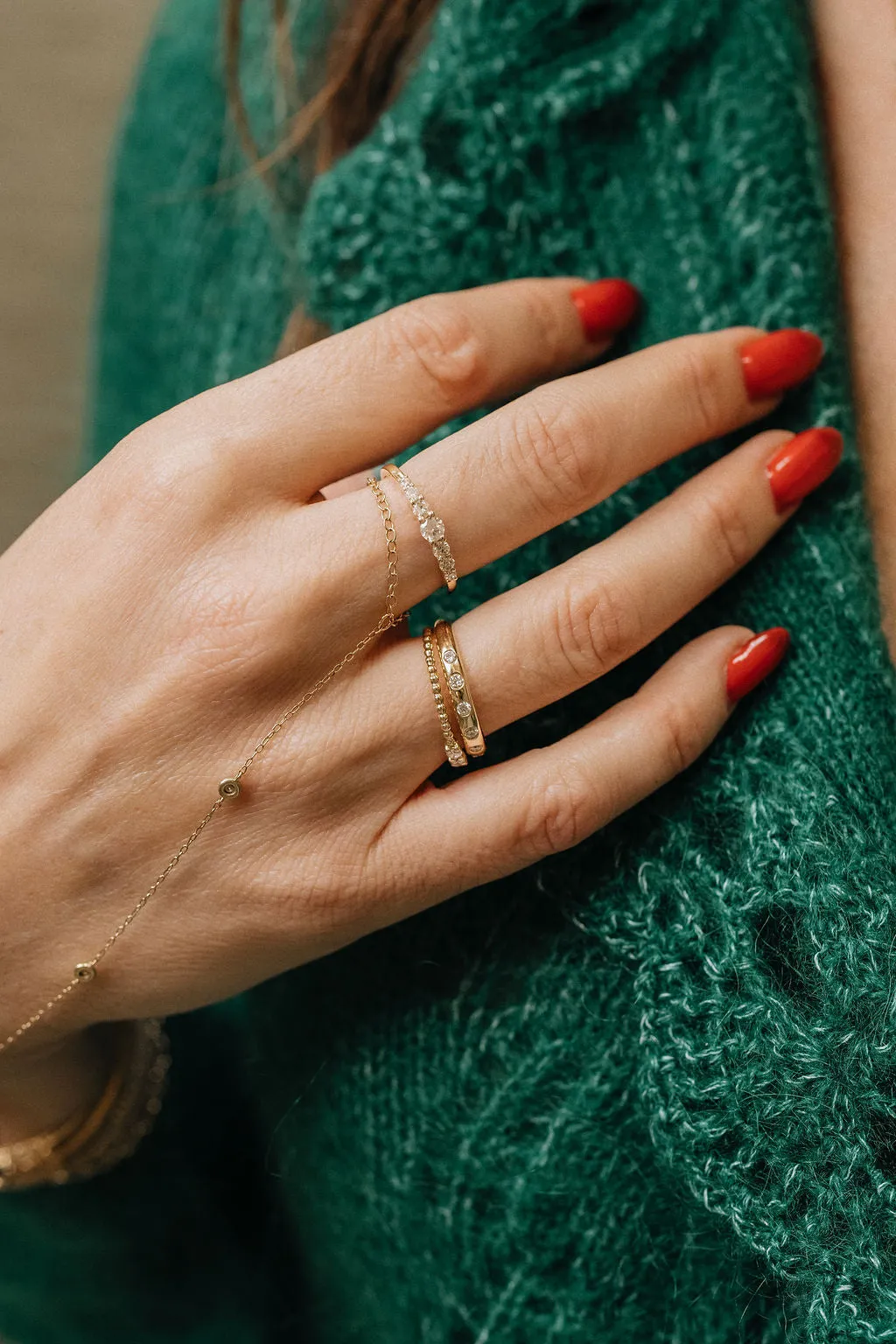 Lucky 7 Diamond Gypsy Stacking Ring