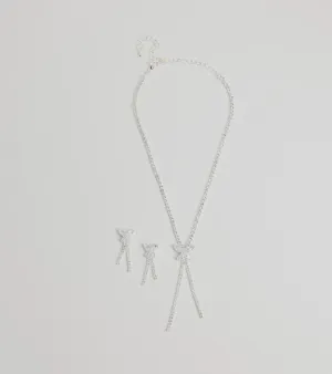 Luxe Butterfly Rhinestone Necklace And Earrings Set