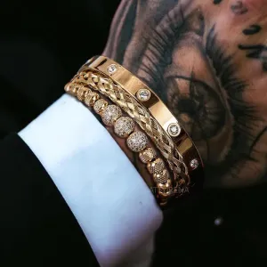 Luxury Micro Pave CZ Round Beads Men Bracelets