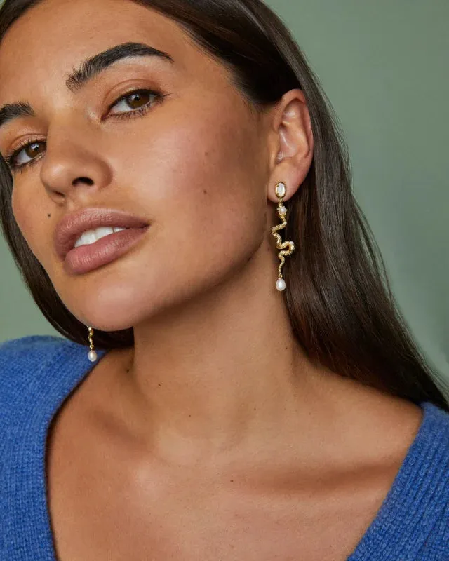 Lyle Gold Snake Linear Earrings