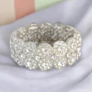 MADELINE – clear rhinestone bubble stretch bracelet (silver)