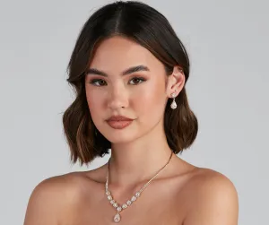 Major Shine Rhinestone Collar And Earrings Set