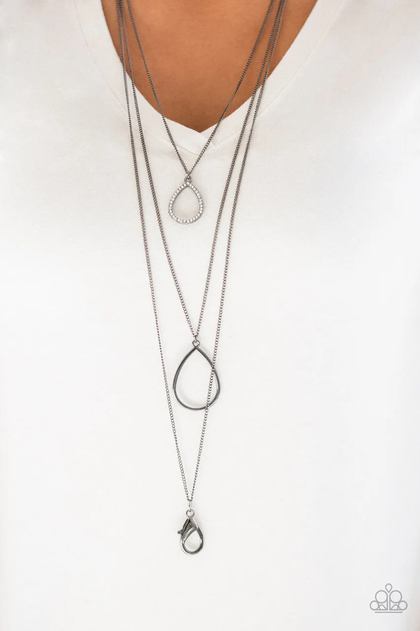 Make the World Sparkle Black Paparazzi Lanyard Necklace