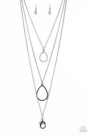 Make the World Sparkle Black Paparazzi Lanyard Necklace