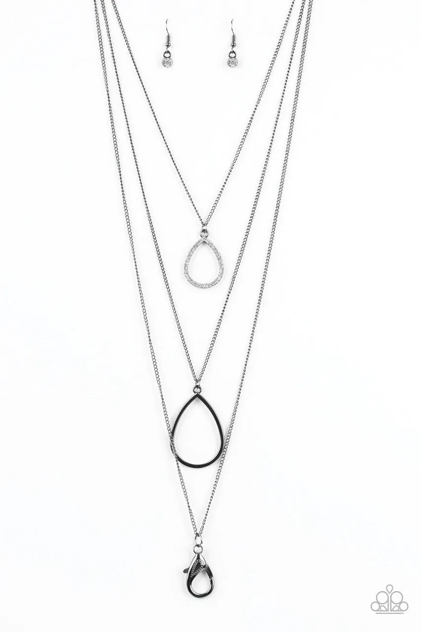 Make the World Sparkle Black Paparazzi Lanyard Necklace