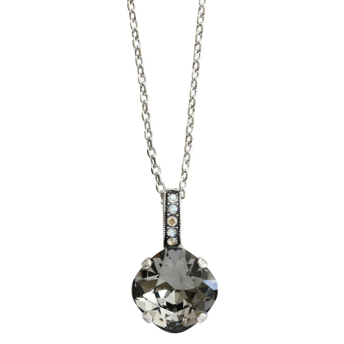 Mariana "Zulu" Silver Plated Cushion Cut Pendant Crystal Bail Necklace, 5326/1 1080