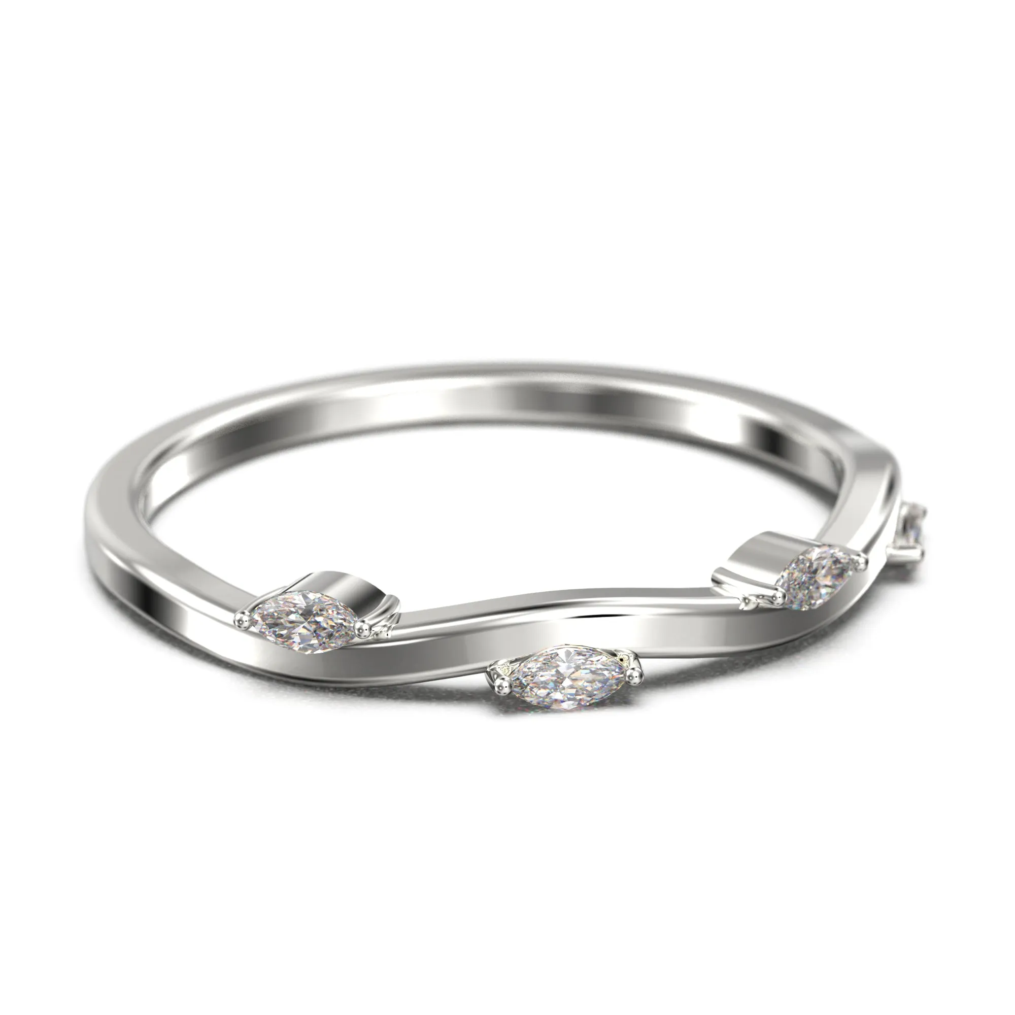 Marquise Cut 0.16 Ct Moissanite Diamond Vine Ring 10K/14K/18K Solid Gold