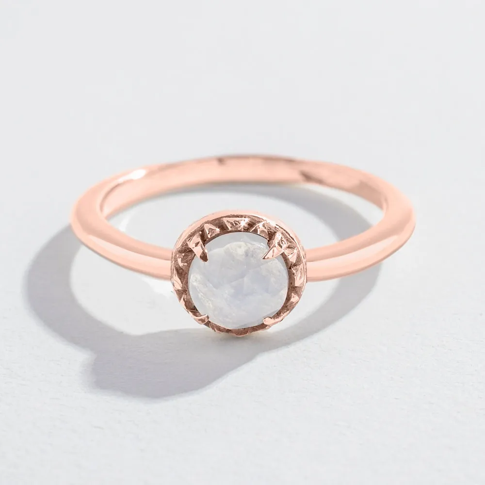 MATRIX HALO ENGAGEMENT RING | 14K GOLD & MOONSTONE