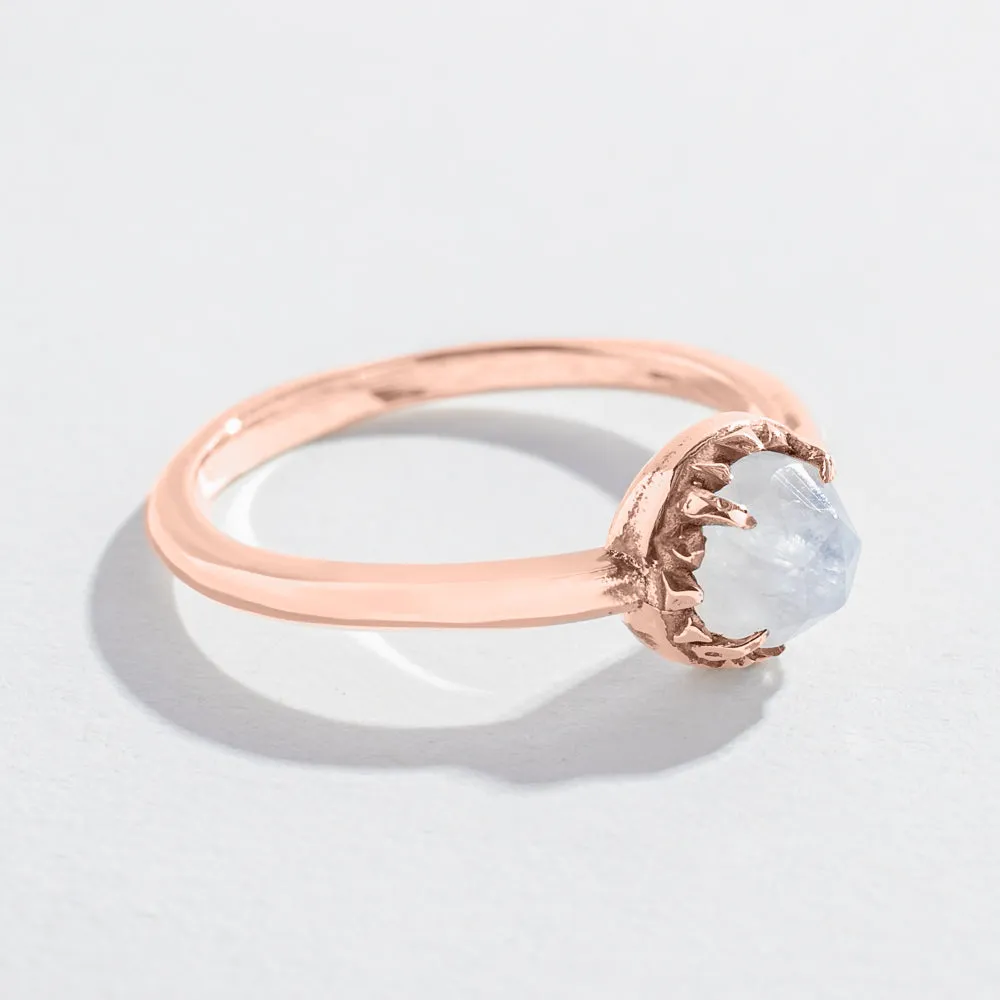 MATRIX HALO ENGAGEMENT RING | 14K GOLD & MOONSTONE