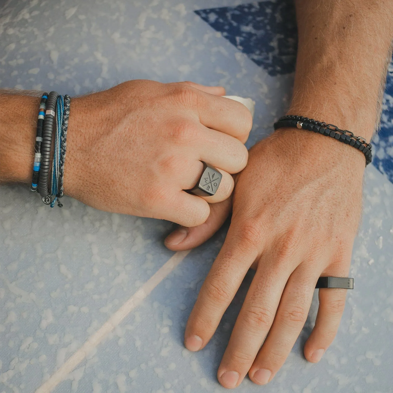 Men's Black Gunmetal Stone Bracelet