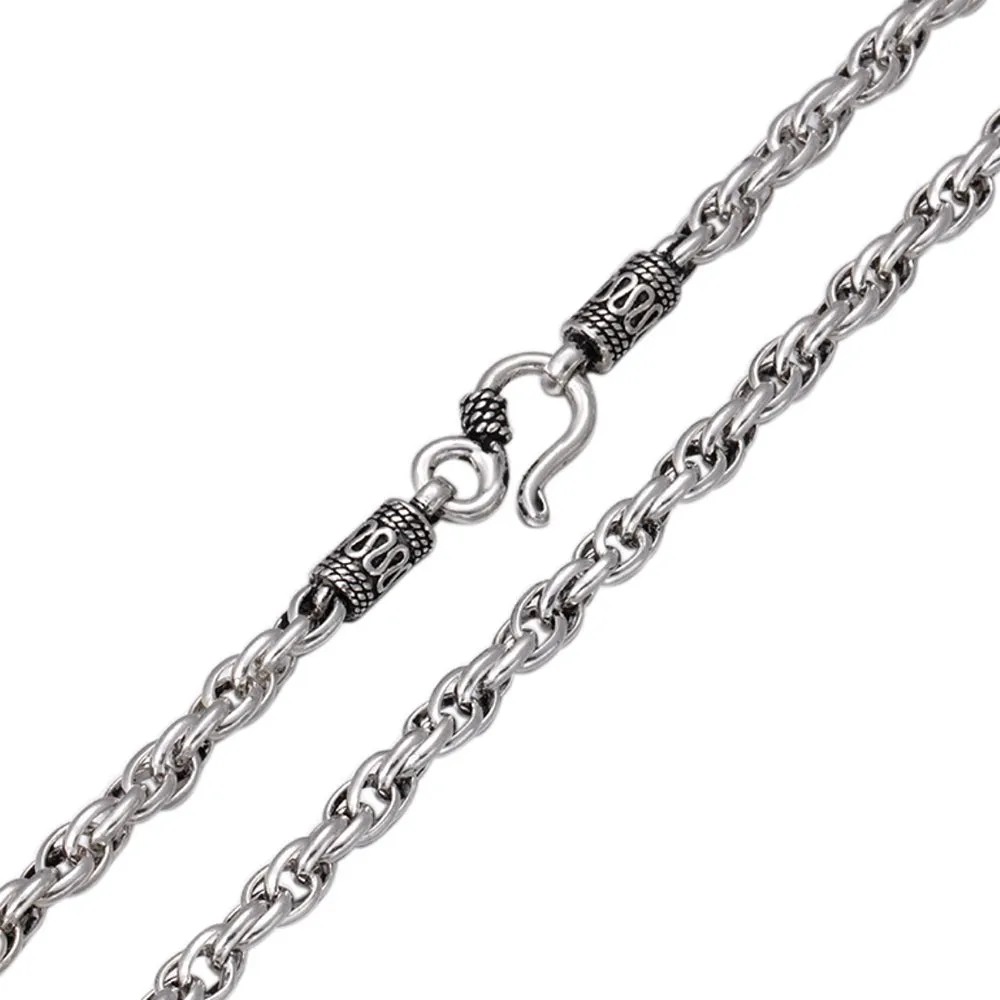 Men's Real Solid 925 Sterling Silver Necklaces Twist Braided Hook 20"- 28"