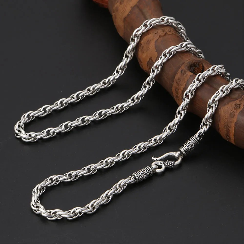 Men's Real Solid 925 Sterling Silver Necklaces Twist Braided Hook 20"- 28"