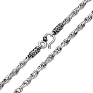 Men's Real Solid 925 Sterling Silver Necklaces Twist Braided Hook 20"- 28"