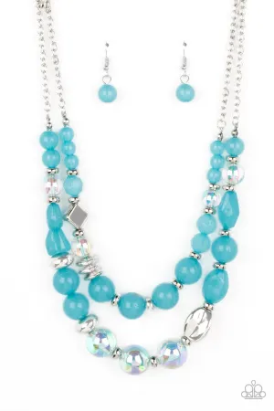 Mere Magic - Blue - Iridescent Opaque Bead Paparazzi Short Tiered Necklace