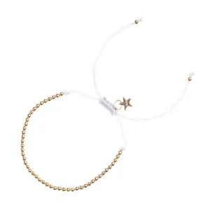 METAL BEAD BRACELET THIN LIGHT GREY