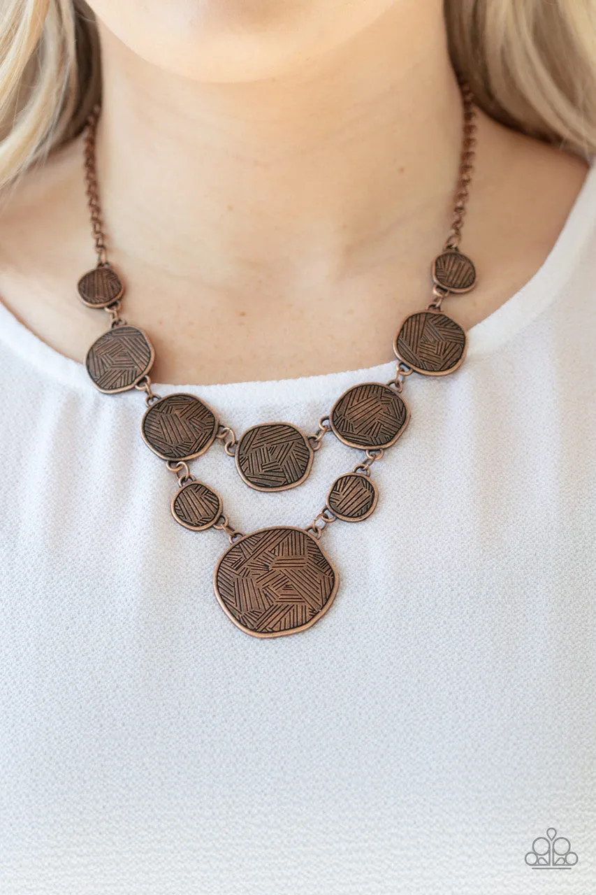 Metallic Patchwork Copper Paparazzi Necklace