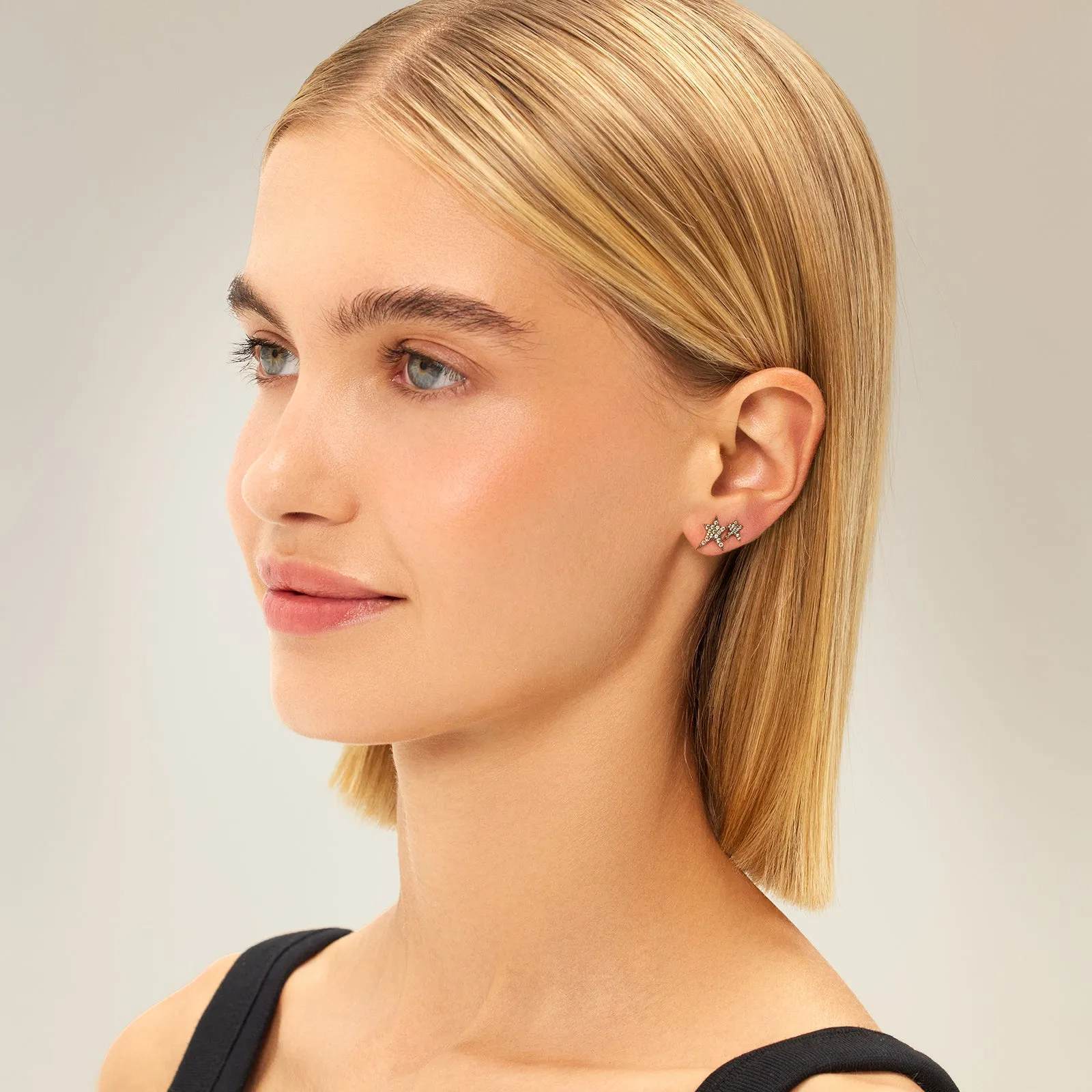 Mini Pave Struck Star Stud Earring