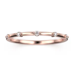 Minimalist 0.10 Ct Round Moissanite Diamond 10K/14K/18K Solid Gold Wedding Band