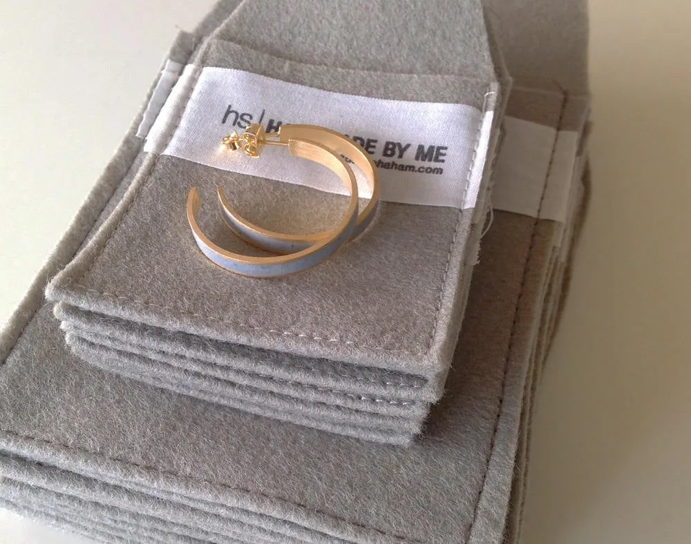 Minimalist Gold & Concrete Hoop Earrings - Size L