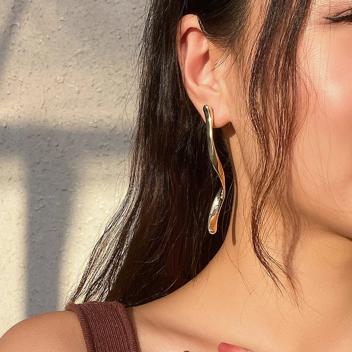 Minimalist Gold Silver Plated Curved Earrings