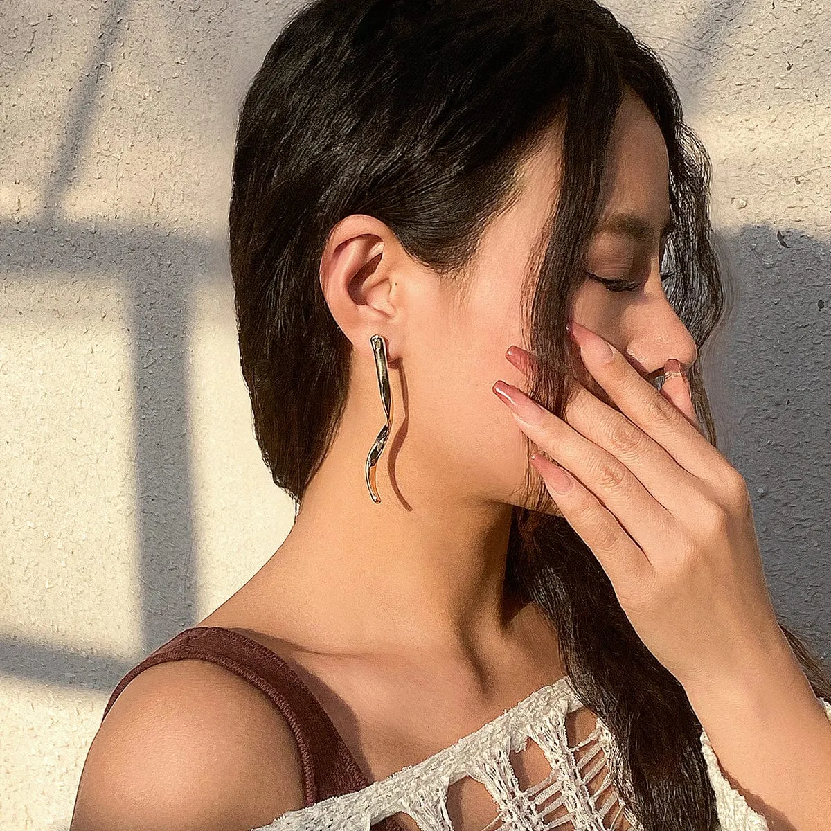 Minimalist Gold Silver Plated Curved Earrings