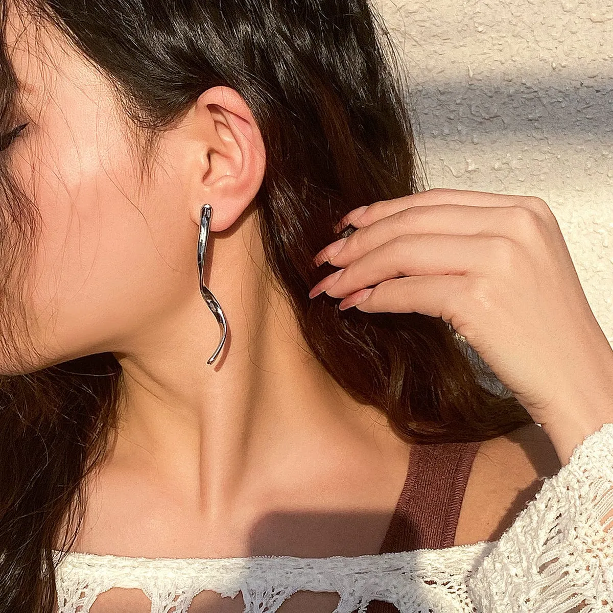 Minimalist Gold Silver Plated Curved Earrings