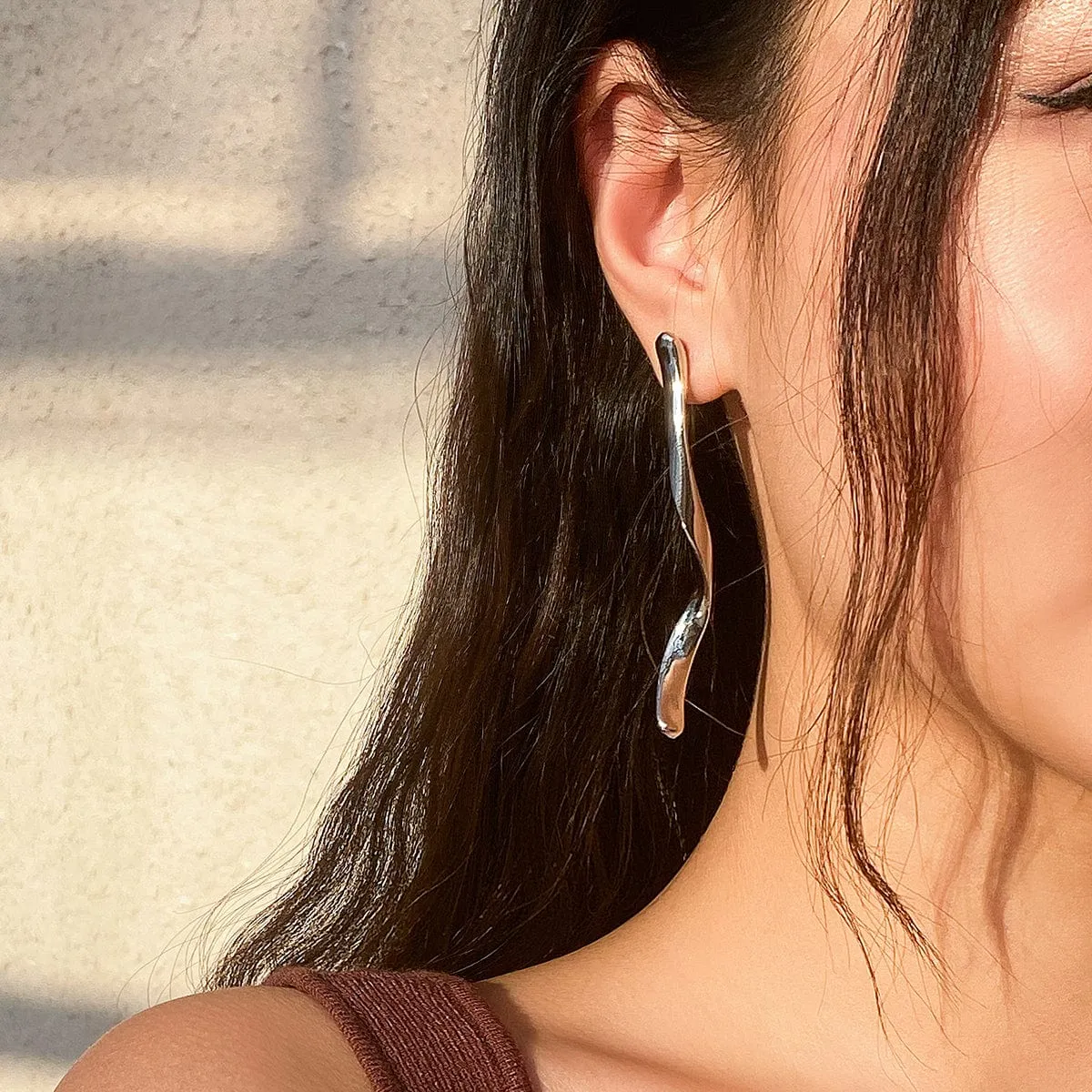 Minimalist Gold Silver Plated Curved Earrings