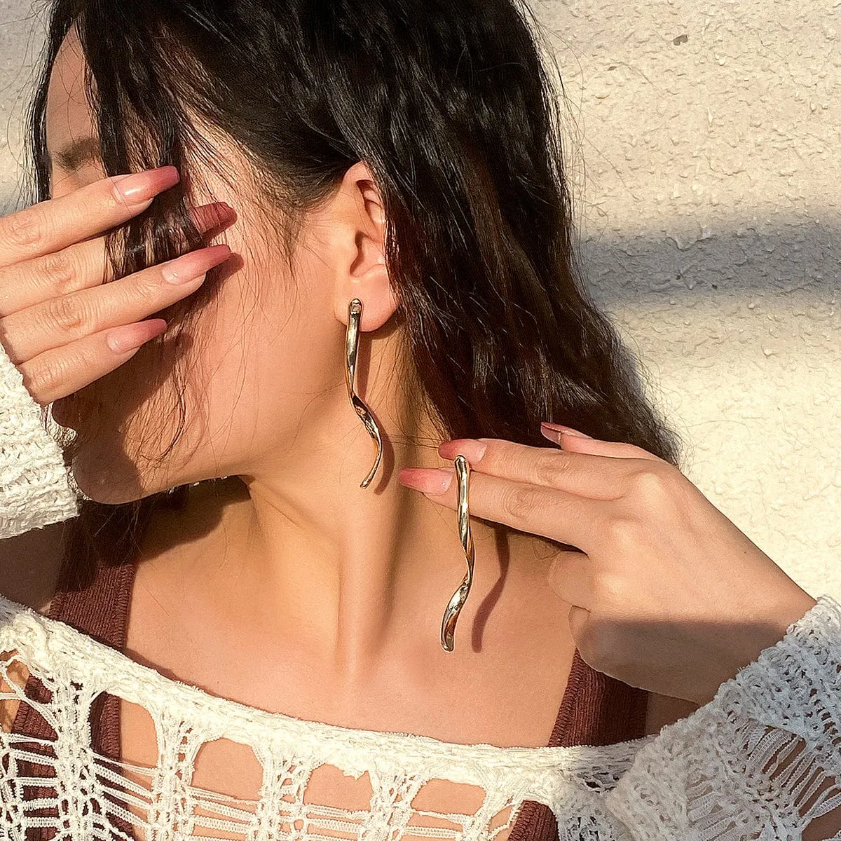 Minimalist Gold Silver Plated Curved Earrings