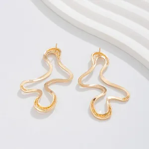 Minimalist Irregular Hollow Pattern Stud Earrings