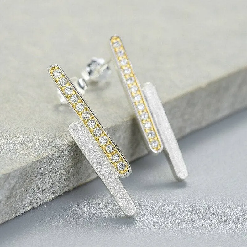 Minimalist Parallel Lines Stud Earrings