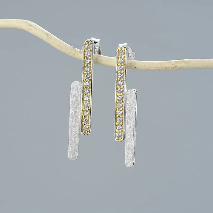 Minimalist Parallel Lines Stud Earrings