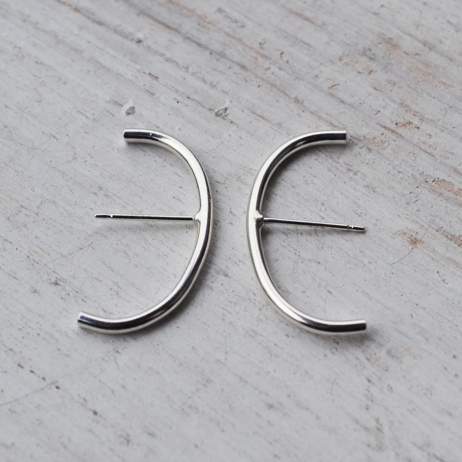 Minimalist Suspension Hoop Earring , Gold, Rose Gold, or Silver