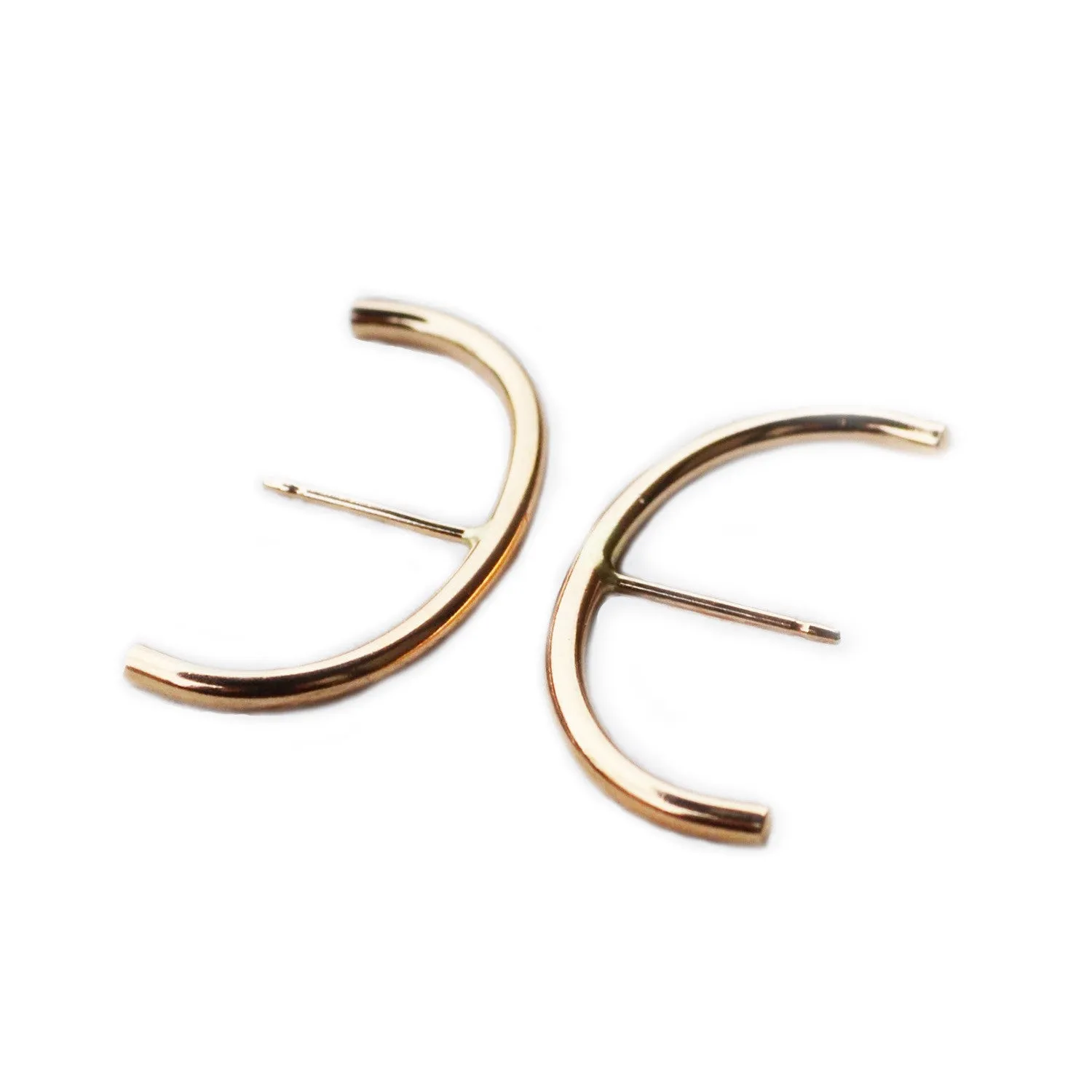 Minimalist Suspension Hoop Earring , Gold, Rose Gold, or Silver