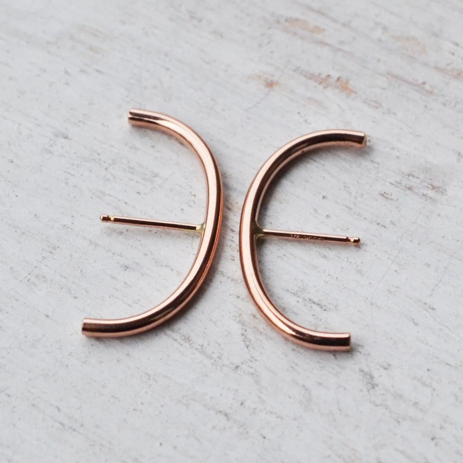 Minimalist Suspension Hoop Earring , Gold, Rose Gold, or Silver