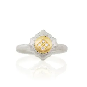 Mixed Metal "East & West Charm" Ring with Diamonds