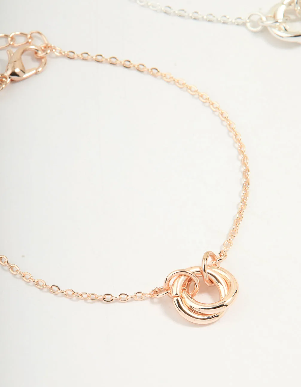 Mixed Metals Diamante Linked Circle Bracelets 3-Pack