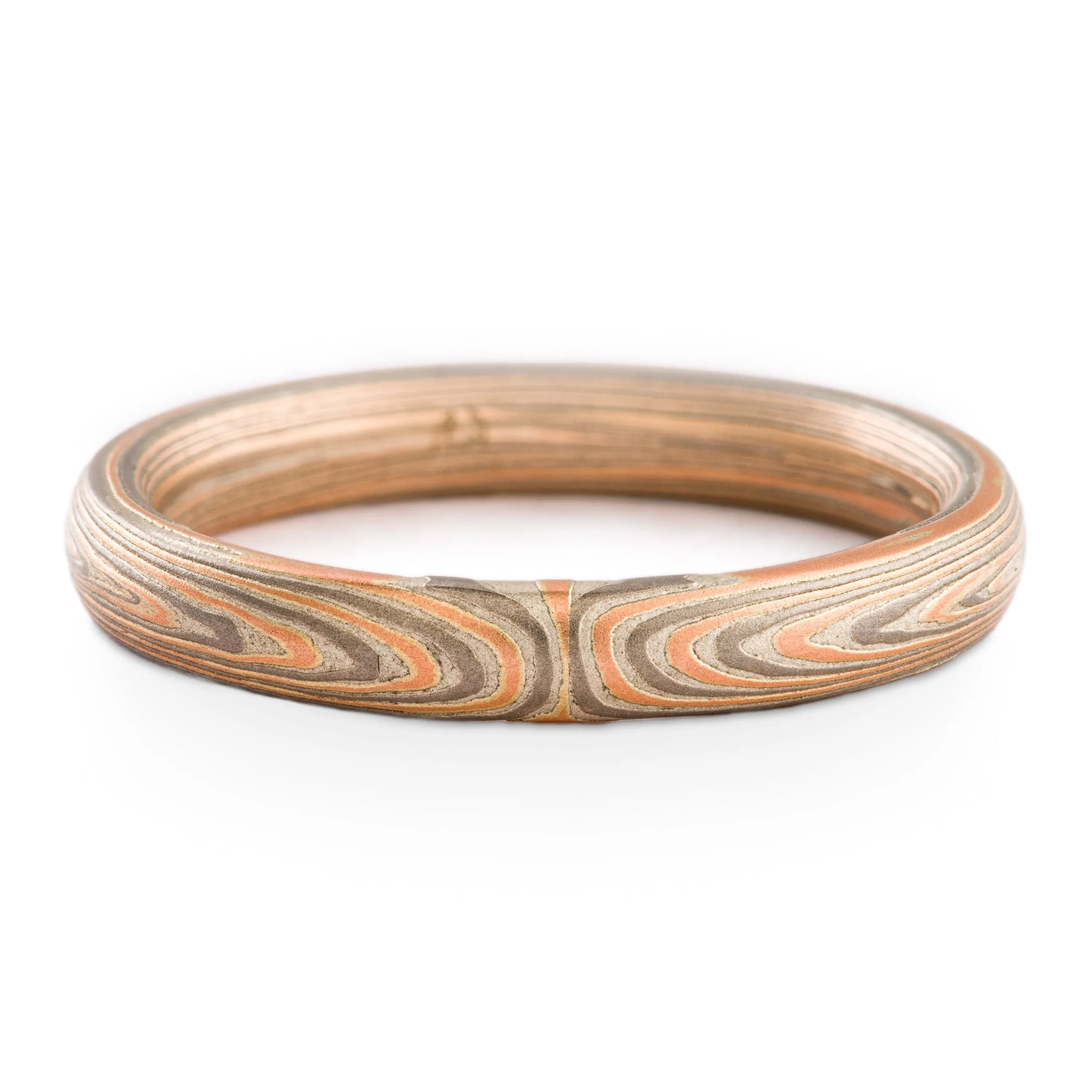Mokume Gane Ring Set in Vortex Pattern and Embers Palette with Prong Set Topaz SHIPS TODAY