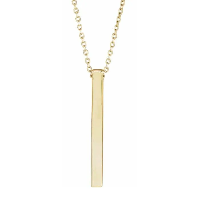 Mountz Collection Engravable Vertical Bar Pendant in 14K Yellow Gold