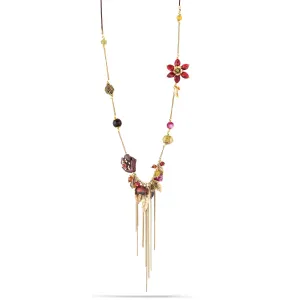 MULTI COLOR BEADS GOLD TASSEL NECKLACES #282RD1201 (6C6)