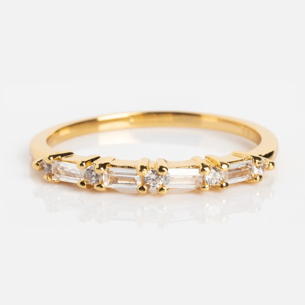 Multi Gem Baguette CZ Stacking Ring
