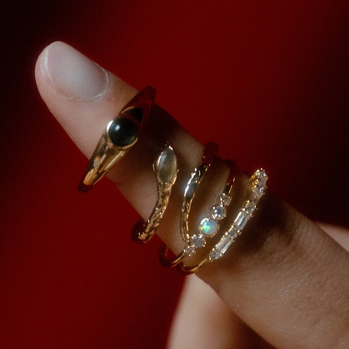 Multi Gem Baguette CZ Stacking Ring