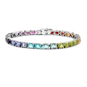 Multi Stone 925 Sterling Silver Tennis Bracelet Jewelry