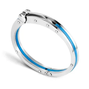 My Daily Styles Men’s Stainless Steel Handcuff Bracelet – Two-Tone Or Solid Color, Durable Cable Link, Adjustable Fit 8"-9" Wrist, Modern Fashion Jewelry for Men