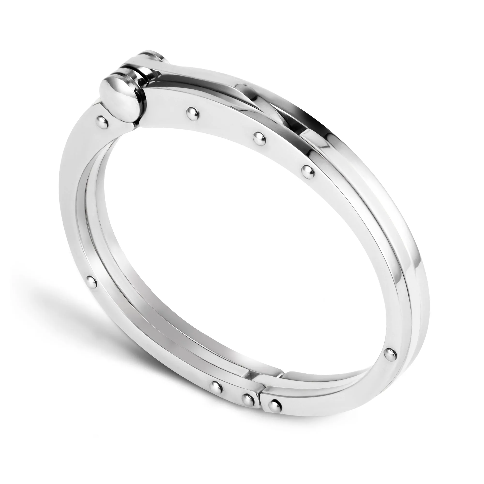 My Daily Styles Men’s Stainless Steel Handcuff Bracelet – Two-Tone Or Solid Color, Durable Cable Link, Adjustable Fit 8"-9" Wrist, Modern Fashion Jewelry for Men