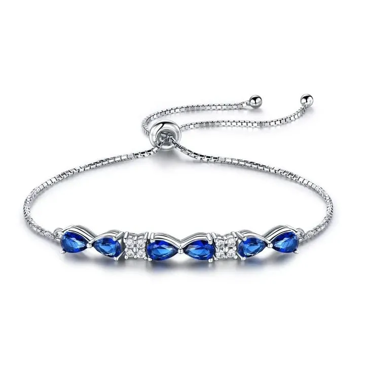 Natural Blue Cz 925 Sterling Silver Tennis Bracelet Jewelry