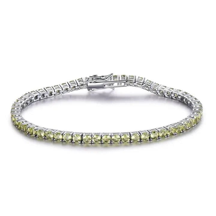 Natural Citrine 925 Sterling Silver Tennis Bracelet Jewelry