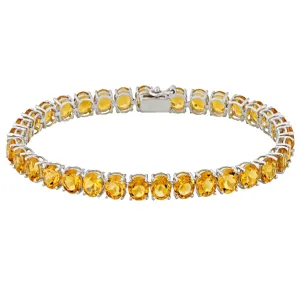 Natural Citrine 925 Sterling Silver Tennis Bracelet Jewelry